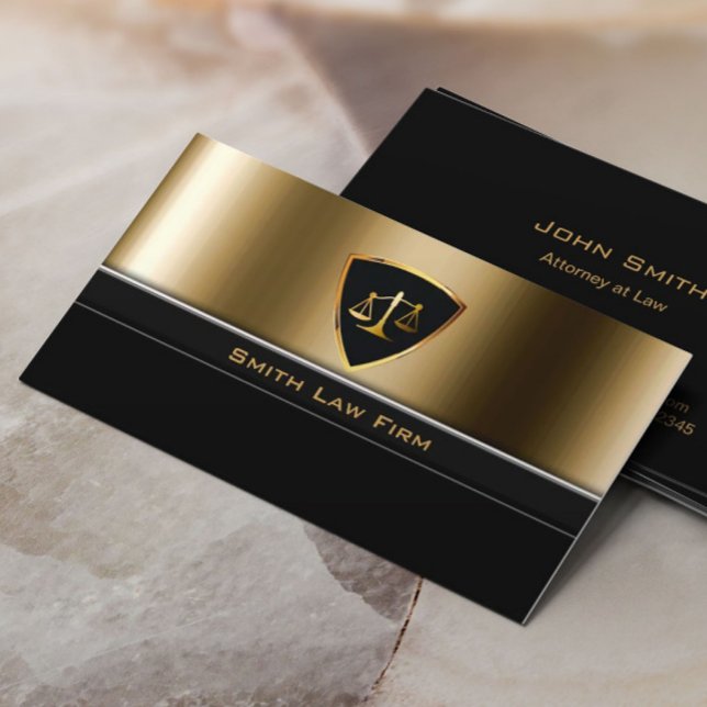 Lawyer Luxury Gold Shield Attorney at Law Business Card (Creator Uploaded)