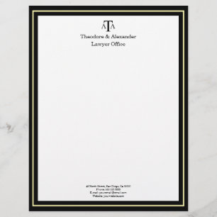Lawyer Office Black Modern Custom Letterhead
