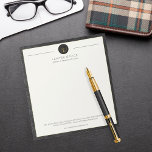 Lawyer office elegant professional personalised notepad<br><div class="desc">Luxury attorney at law office simple elegant notepad template with a faux gold scales of justice and laurels logo and custom script on an off white background with a solid black faux leather looking (PRINTED) frame. Personalise it with your information! Suitable for legal, notary, lawyer, attorney, advocate, legal advisers, any...</div>