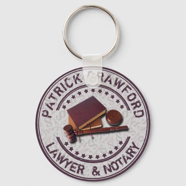 Lawyer Or Notary Office With Judge Hammer And Name Key Ring (Front)