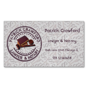 Lawyer Or Notary Office With Judge Hammer And Name Magnetic Business Card