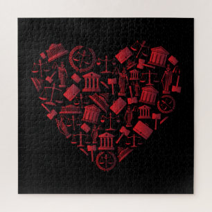 Lawyer Red Heart - Love Law Grunge Art Jigsaw Puzzle
