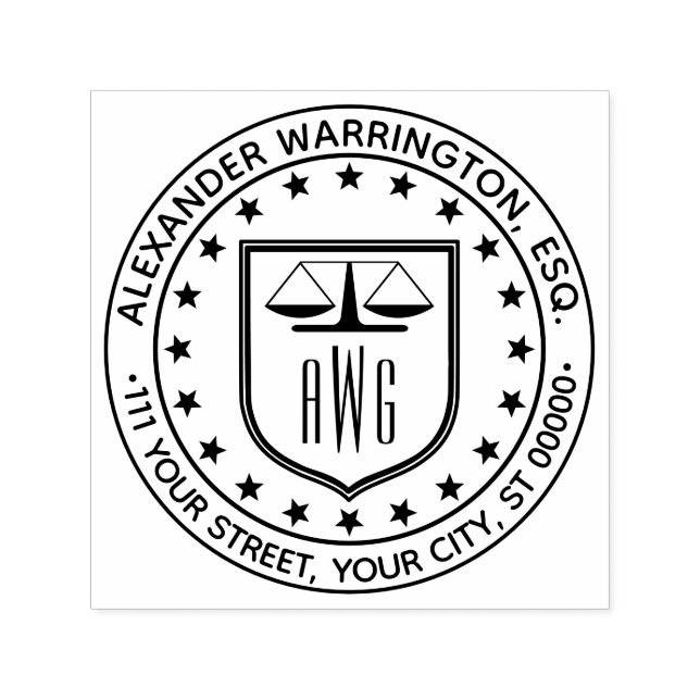 Lawyer Scales of Justice #3 Law Legal Name Address Self-inking Stamp (Design)