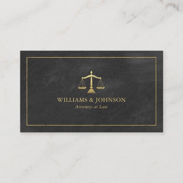 Lawyer Scales of Justice Gold (effect) Attorney Business Card (Front)