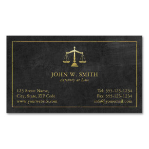 Lawyer Scales of Justice Gold (effect) Attorney Magnetic Business Card