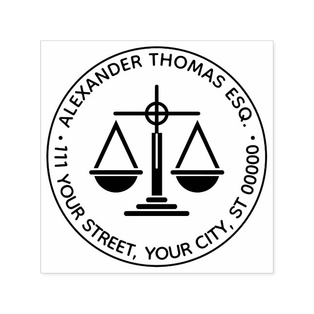 Lawyer Scales of Justice Law Legal Name Address Self-inking Stamp (Design)