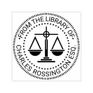 Lawyer Scales of Justice Seal #2 Library Book Name Self-inking Stamp