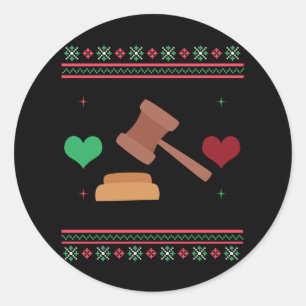 Lawyer Ugly Christmas Sweater Judge Attorney Classic Round Sticker