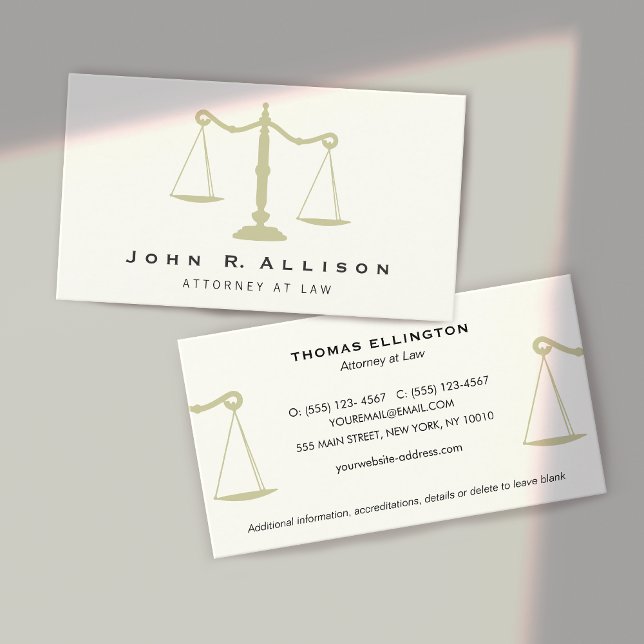 Lawyer Unbalanced Scales of Justice  Business Card (Creator Uploaded)