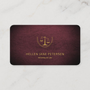 Lawyer upscale elegant gold oxblood leather look business card