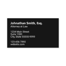 Lawyer's Name in Bold Black and White Double-Sided