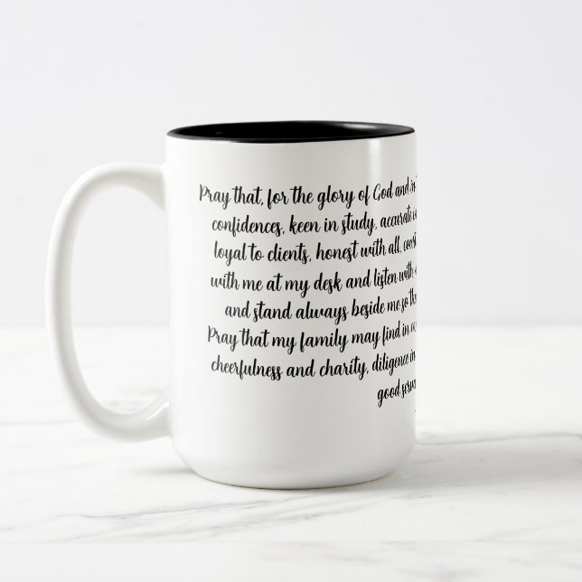 Lawyers Prayer by Thomas More  Two-Tone Coffee Mug (Left)