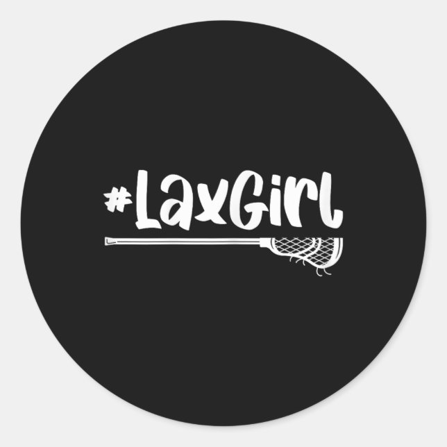 Lax Girl Lacrosse Player Stick Team Ball Sport Gam Classic Round Sticker (Front)