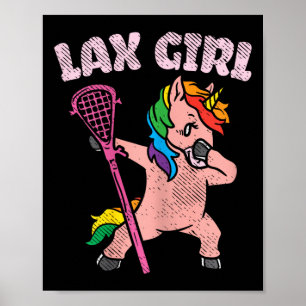 Lax Girl Unicorn Cute Animal Lacrosse Player Team  Poster