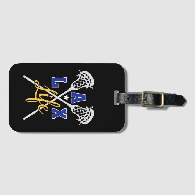 LAX Life / Custom Colours / Personalised Lacrosse Luggage Tag (Front Horizontal)