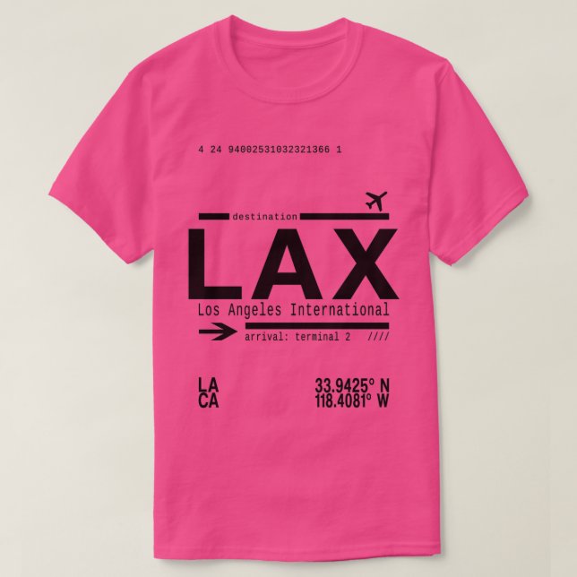 LAX Los Angeles International Airport T-Shirt (Design Front)