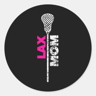 Lax Mum Lacrosse Pink Accent  Classic Round Sticker