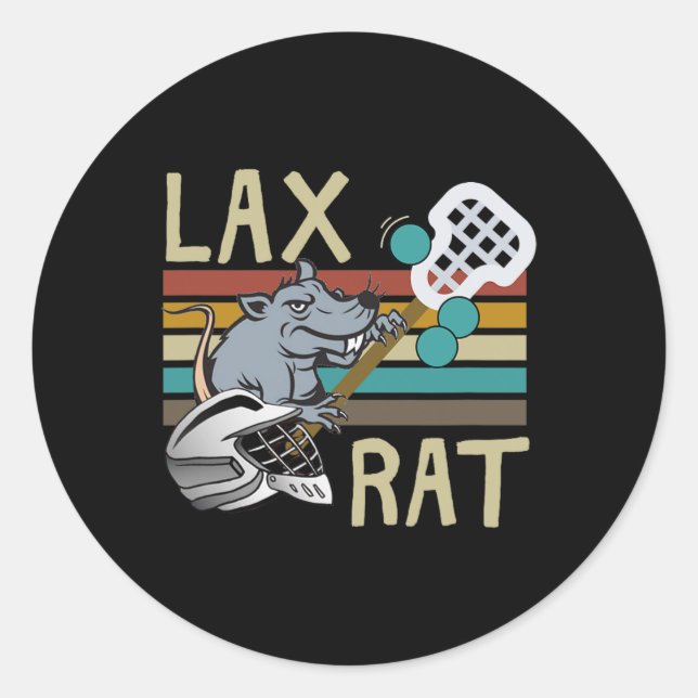 Lax Rat Lacrosse Retro Vintage  Classic Round Sticker (Front)