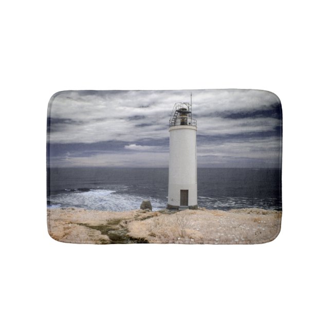 Laxe Lighthouse | Galicia, Spain Bath Mat (Front)