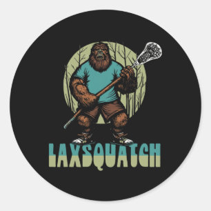 Laxsquatch! Bigfoot Lacrosse Player Funny Sasquatc Classic Round Sticker