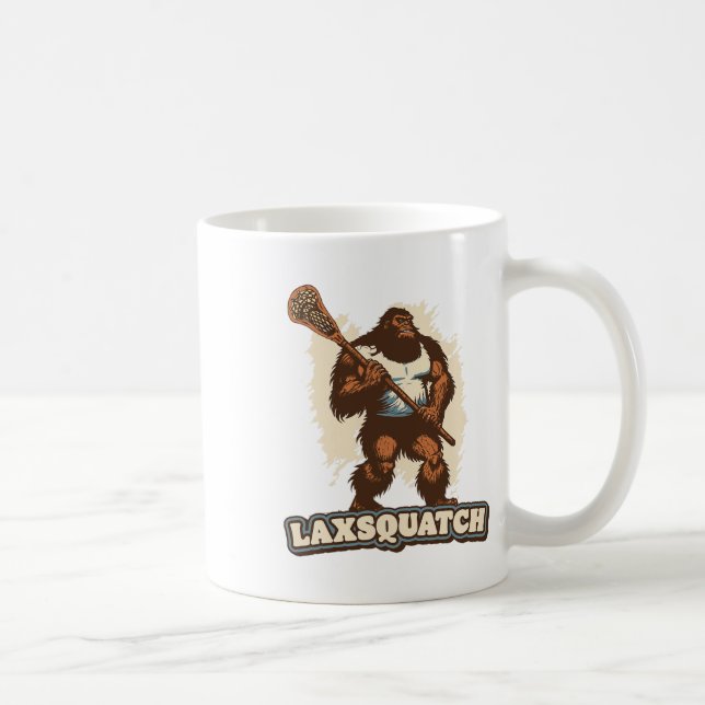 Laxsquatch! Bigfoot Lacrosse Player Funny Sasquatc Coffee Mug (Right)