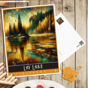 Lay Lake, Alabama Vintage Painting Postcard
