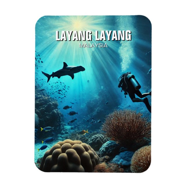 Layang Layang Malaysia Scuba Diver Hammerhead Magnet (Vertical)