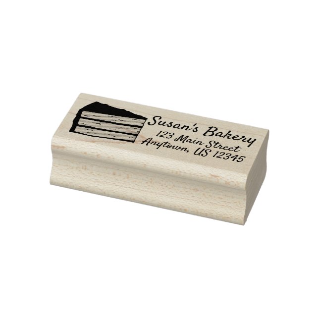 Layer Cake Slice Bakery Baked By Personalised Rubber Stamp (Stamp)