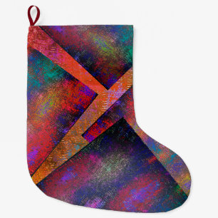 Layer of irregularly arranged rustic images large christmas stocking
