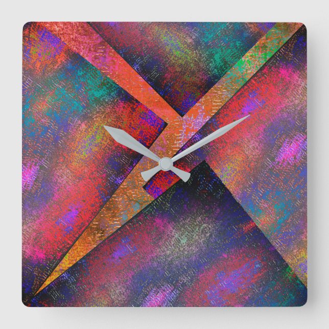 Layer of irregularly arranged rustic images square wall clock (Front)