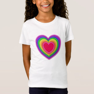 Layered 3-d hearts rainbow colours T-Shirt