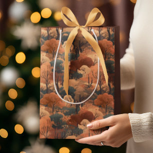 Layered Autumn Forest Landscape - Rustic Woodland  Medium Gift Bag