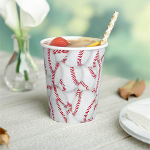 Layered Baseballs Pattern Birthday Paper Cups