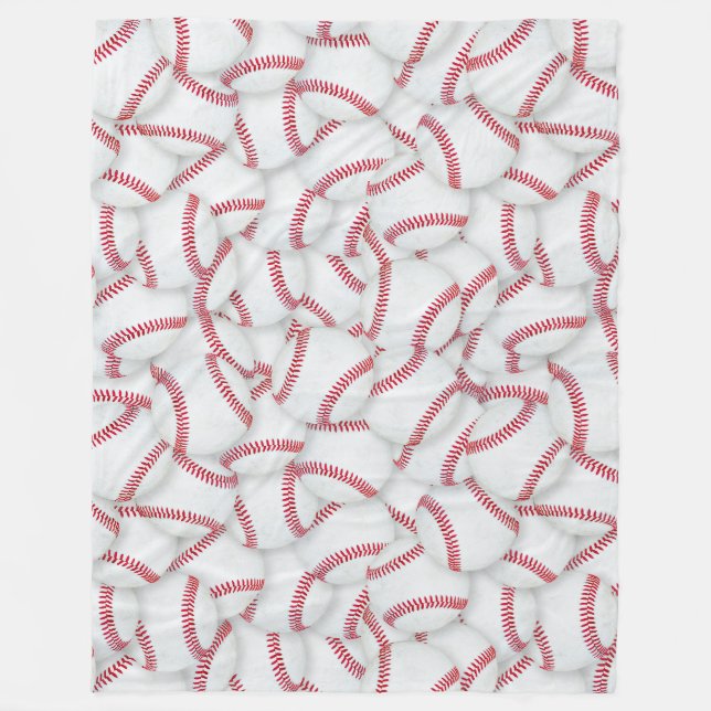Layered Baseballs Pattern Fleece Blanket (Front)