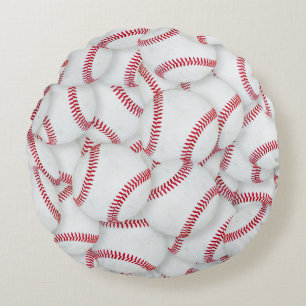 Layered Baseballs Pattern Round Cushion