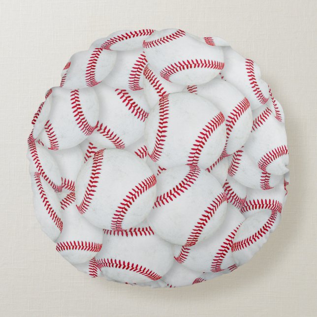 Layered Baseballs Pattern Round Cushion (Front)
