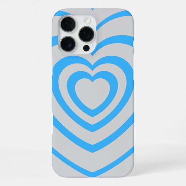 Layered Blue & Grey Heart Aesthetic iPhone Case (Back)