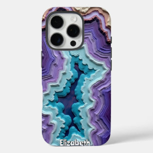 Layered Blue, Purple, and Cream Abstract iPhone 16 Pro Case