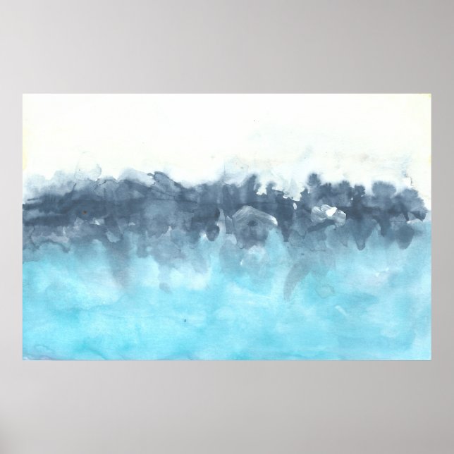 Layered Blues Abstract Painting Poster (Front)