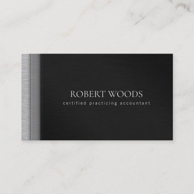 Layered Brush Steel Metal Black CPA Accountant Business Card (Front)