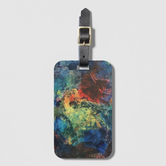 Layered Brushstrokes-Hand Painted Abstract Art Luggage Tag (Front Vertical)