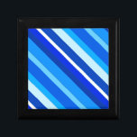 Layered candy stripes - cobalt and pale blue gift box<br><div class="desc">Layered,  3-d look,  diagonal stripes in multiple shades of blue,  from pale sky blue to deep cobalt,  accented with white</div>