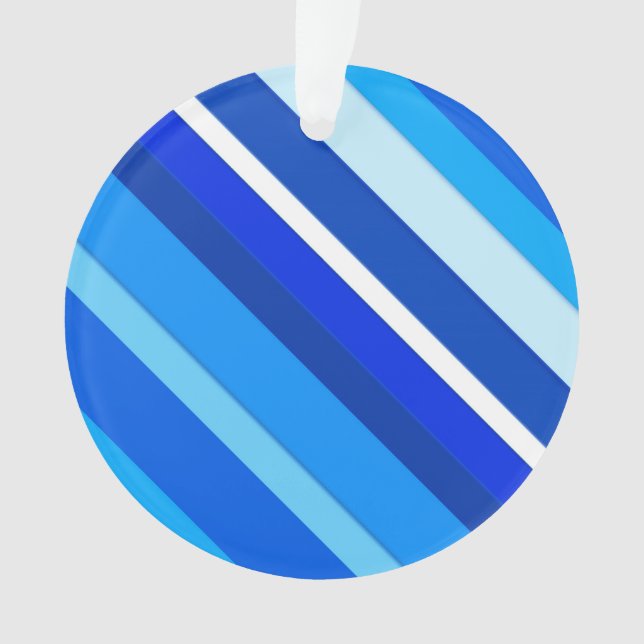 Layered candy stripes - cobalt and pale blue ornament (Front)