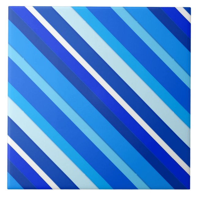 Layered candy stripes - cobalt and pale blue tile (Front)
