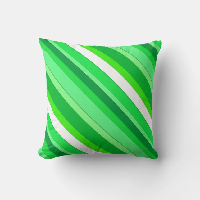 Layered candy stripes - emerald green and white cushion (Front)