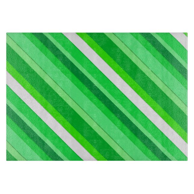 Layered candy stripes - emerald green and white cutting board (Front)