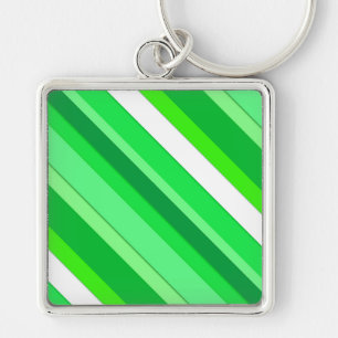 Layered candy stripes - emerald green and white key ring