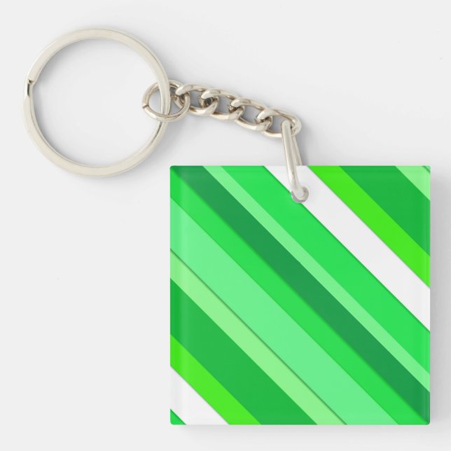 Layered candy stripes - emerald green and white key ring (Front)