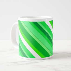 Layered candy stripes - emerald green and white large coffee mug