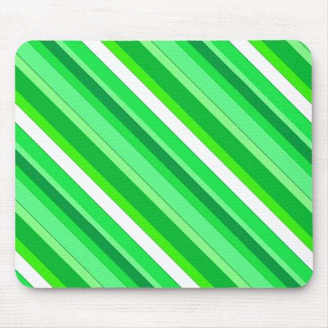 Layered candy stripes - emerald green and white mouse pad (Front)